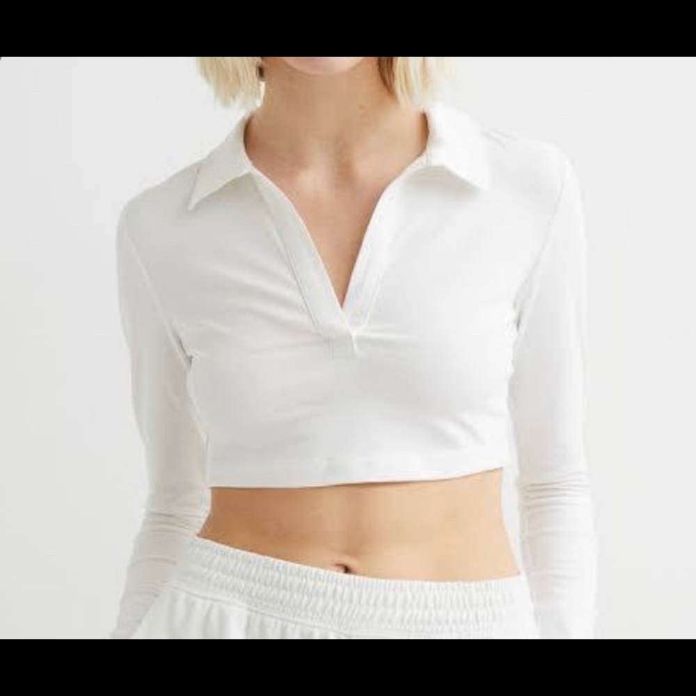 NWOT Cropped Ribbed Polo